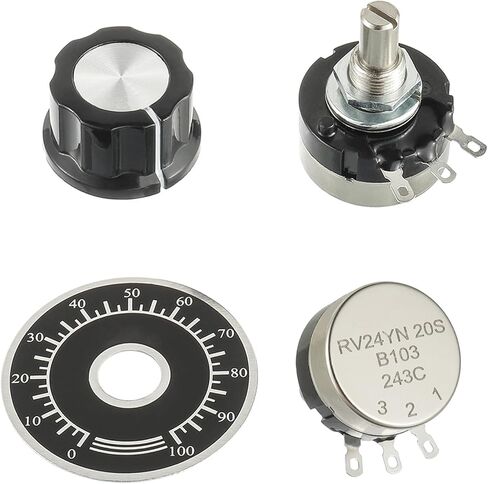 EPLZON B102 1K Ohm مقياس الجهد المستدق لفيلم الكربون مع مقبض A03 والاتصال الهاتفي RV24YN20S مقياس الجهد المنفرد لفيلم الكربون ذو الدوران المستدق المستخدم لتنظيم سرعة العاكس in Kuwait