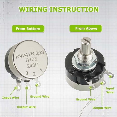 EPLZON B102 1K Ohm مقياس الجهد المستدق لفيلم الكربون مع مقبض A03 والاتصال الهاتفي RV24YN20S مقياس الجهد المنفرد لفيلم الكربون ذو الدوران المستدق المستخدم لتنظيم سرعة العاكس in Kuwait