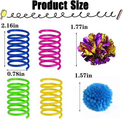 14 قطعة من ألعاب عيد الميلاد الحلزونية للقطط، كرات لامعة بألوان متنوعة، كرات بوم بوم صغيرة لامعة، كرات مجعدة ملونة للقطط، كرات مايلر للقطط مع صوت حفيف للقطط التي تلعب التفاعلية... in Kuwait