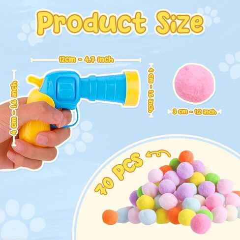 ML - EMEL Cat Toy Ball Launcher، لعبة تفاعلية للقطط الداخلية، مسدس للقطط مع 70 كرة قطيفة، لعبة للقطط للقطط المنزلية، ألعاب تمرين للقطط الصغيرة والبالغة، ألعاب القطط الصغيرة in Saudi Arabia