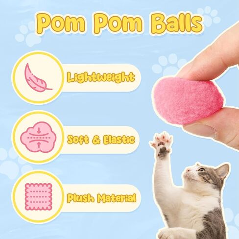 ML - EMEL Cat Toy Ball Launcher، لعبة تفاعلية للقطط الداخلية، مسدس للقطط مع 70 كرة قطيفة، لعبة للقطط للقطط المنزلية، ألعاب تمرين للقطط الصغيرة والبالغة، ألعاب القطط الصغيرة in Saudi Arabia
