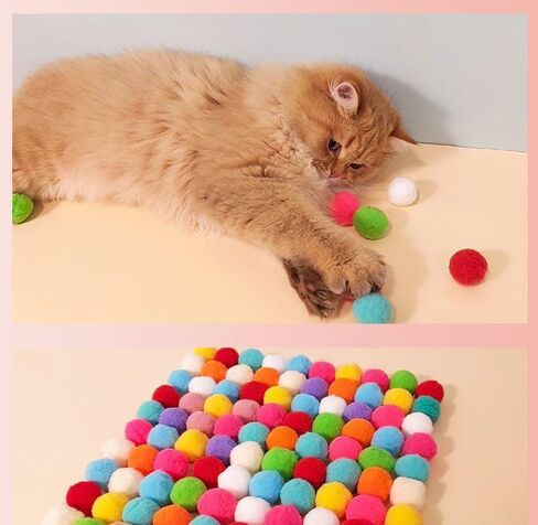 ML - EMEL Cat Toy Ball Launcher، لعبة تفاعلية للقطط الداخلية، مسدس للقطط مع 70 كرة قطيفة، لعبة للقطط للقطط المنزلية، ألعاب تمرين للقطط الصغيرة والبالغة، ألعاب القطط الصغيرة in Saudi Arabia