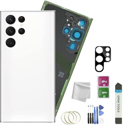 JMBTQ Galaxy S22 Ultra Back Glass Replacement for Samsung Galaxy S22 Ultra Back Cover Glass with Pre-Installed Tape and Camera Lens +Tools (White) in Saudi Arabia