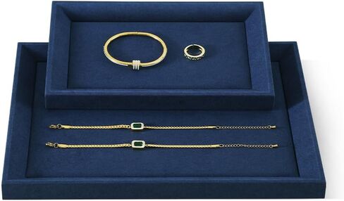 Yinbeini Felt Jewelry Organizer Trays, Microfiber Tray,Premium Velvet Blue Jewelry Tray,Stackable Jewelry Trays For Watch,Necklace,Ring,Pendants in Kuwait