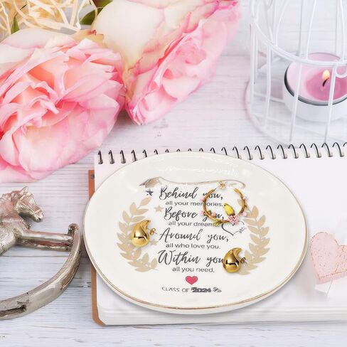 PCIQUTE Ceramic Ring Dish and Jewelry Tray, Decorative Gift for Mother and Daughter (Hard-Working Retired Relatives, Friends) in Saudi Arabia
