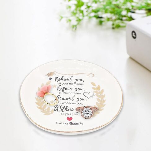 PCIQUTE Ceramic Ring Dish and Jewelry Tray, Decorative Gift for Mother and Daughter (Hard-Working Retired Relatives, Friends) in Saudi Arabia