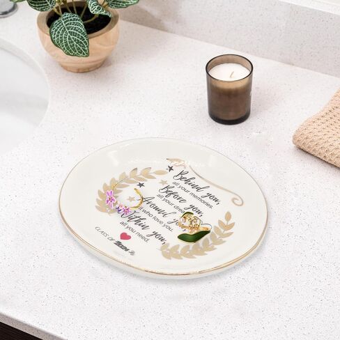 PCIQUTE Ceramic Ring Dish and Jewelry Tray, Decorative Gift for Mother and Daughter (Hard-Working Retired Relatives, Friends) in Saudi Arabia