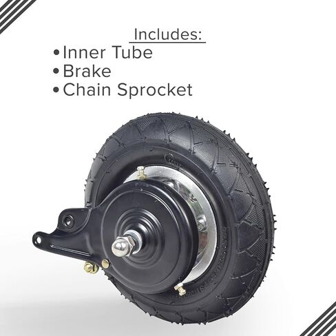 AlveyTech 200x50 (8"x2") Rear Wheel Assembly for Chain Drive Razor E200 Scooter (Versions 36+) - Replacement Wheels for Electric Razor Scooters, Parts Included are Tire, Inner Tube, Brake, Sprocket in Saudi Arabia