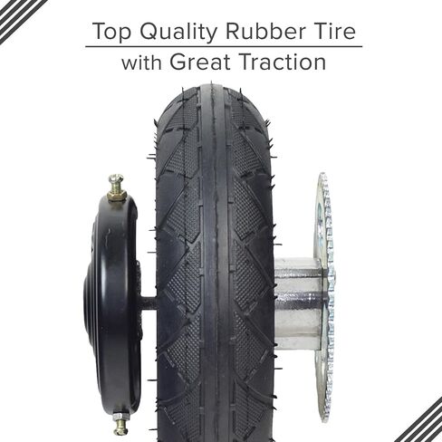 AlveyTech 200x50 (8"x2") Rear Wheel Assembly for Chain Drive Razor E200 Scooter (Versions 36+) - Replacement Wheels for Electric Razor Scooters, Parts Included are Tire, Inner Tube, Brake, Sprocket in Saudi Arabia