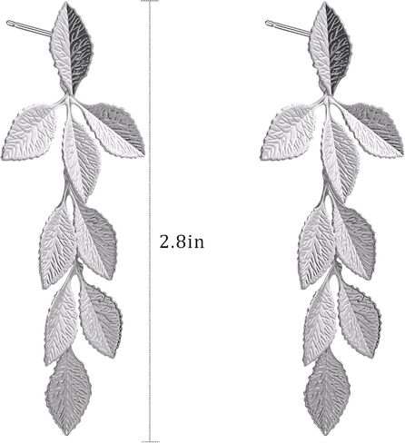 Rose Gold Long Leaf Stud Earrings Leaf Drop Dangle Earrings for Women Plant Earrings for Gift in Saudi Arabia