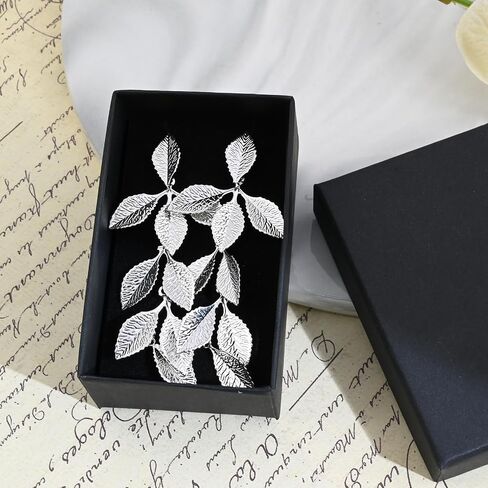 Rose Gold Long Leaf Stud Earrings Leaf Drop Dangle Earrings for Women Plant Earrings for Gift in Saudi Arabia