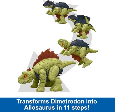 Mattel Jurassic World Dimetrodon to Allosaurus Dinosaur Transforming Toy, 11 Step Double Danger 2 in 1 Toy, Fierce Changers in Saudi Arabia