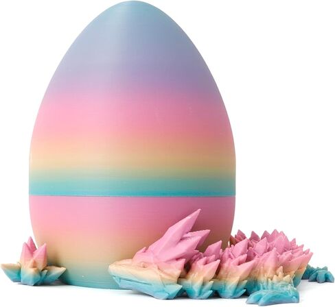 بيضة تنين فلافيري، بيضة ناعمة بألوان قوس قزح مع تنين ملون بالداخل، هدية مطبوعة ثلاثية الأبعاد، لعبة فيدجيت، ديكور تمثال، هدية عيد ميلاد (تنين 12 بوصة) in Kuwait