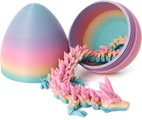 بيضة تنين فلافيري، بيضة ناعمة بألوان قوس قزح مع تنين ملون بالداخل، هدية مطبوعة ثلاثية الأبعاد، لعبة فيدجيت، ديكور تمثال، هدية عيد ميلاد (تنين 12 بوصة) in Kuwait