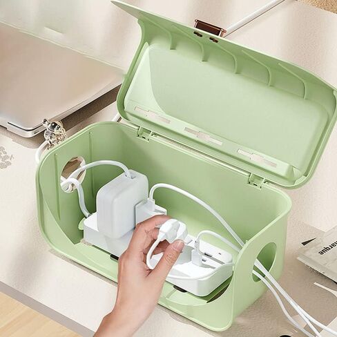 Stylish Cable Management Box Large by Desk York - Cord Organizer Box to Hide Power Strips - Surge Protector Cable Organizer Box for Home and Office - Cord Hider Green Box with Wire Organizer in Saudi Arabia