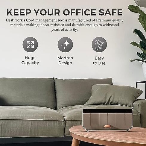 Stylish Cable Management Box Large by Desk York - Cord Organizer Box to Hide Power Strips - Surge Protector Cable Organizer Box for Home and Office - Cord Hider Green Box with Wire Organizer in Saudi Arabia