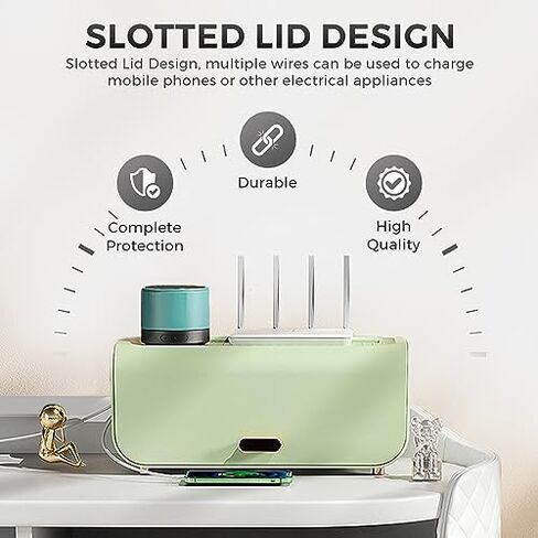 Stylish Cable Management Box Large by Desk York - Cord Organizer Box to Hide Power Strips - Surge Protector Cable Organizer Box for Home and Office - Cord Hider Green Box with Wire Organizer in Saudi Arabia