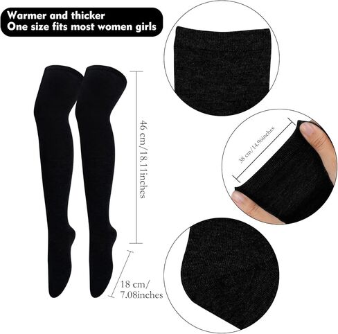 ONESING 6 أزواج من الجوارب النسائية ذات الفخذ العليا شريطية فوق الركبة، جوارب طويلة لتدفئة الساق للارتداء اليومي الكاجوال، كوسبلاي in Kuwait