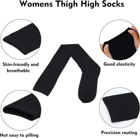 ONESING 6 أزواج من الجوارب النسائية ذات الفخذ العليا شريطية فوق الركبة، جوارب طويلة لتدفئة الساق للارتداء اليومي الكاجوال، كوسبلاي in Kuwait