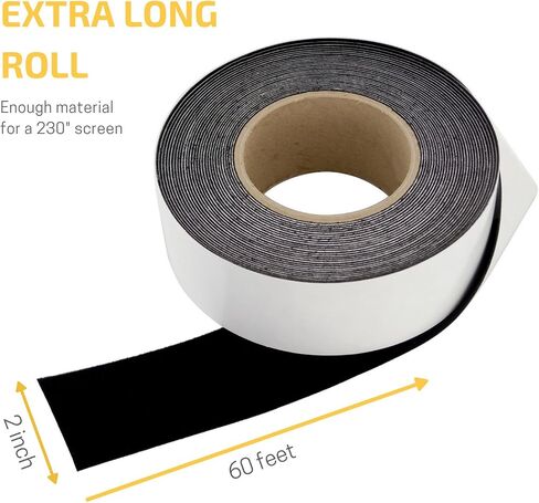 ConClarity 2 in x 60 ft - Vibrancy Enhancing Projector Screen Felt Tape Border Deepest Black Ultra High Contrast Flocking for DIY Screen Borders Absorbs Light, Brightens Image & Stops Bleed in Saudi Arabia