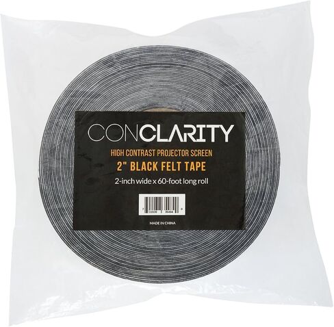ConClarity 2 in x 60 ft - Vibrancy Enhancing Projector Screen Felt Tape Border Deepest Black Ultra High Contrast Flocking for DIY Screen Borders Absorbs Light, Brightens Image & Stops Bleed in Saudi Arabia