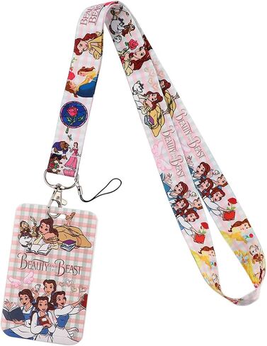 سلسلة مفاتيح RHXWFDG Princess Beauty and the Beast Lanyard، حبل شارات الهوية، حبل مفاتيح لحامل بطاقات الهوية، جراب الهاتف الخلوي in Kuwait