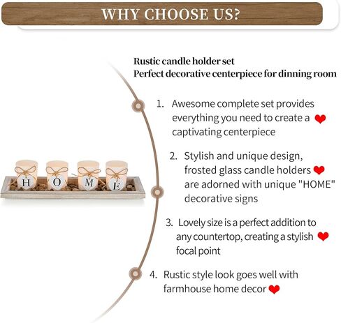 مجموعة حامل شموع Hanobe للقطعة المركزية: صينية مزرعة ريفية مع 4 حوامل زجاجية وصخور لغرفة الطعام وطاولة القهوة وديكور المنزل in Kuwait