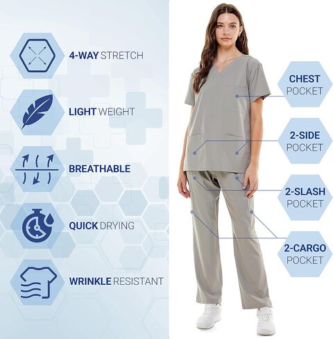 Scrub Sets for Women and Man Medical Nursing Uniform Pants 4-Way Stretch & 8-Pocket in Saudi Arabia