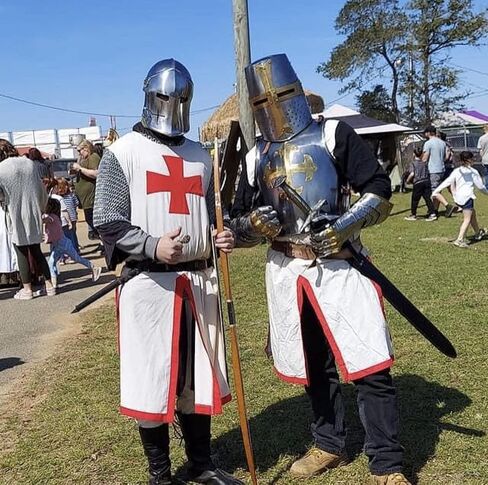 AnNafi® Medieval Crusader Helmet Replica + Aluminium Chainmail Coif V-Neck+ Wooden Helmet Stand | Knight Crusades Costume Templar Reenactment Cosplay | Medieval Costumes Helm Armor SCA LARP Replica in Kuwait