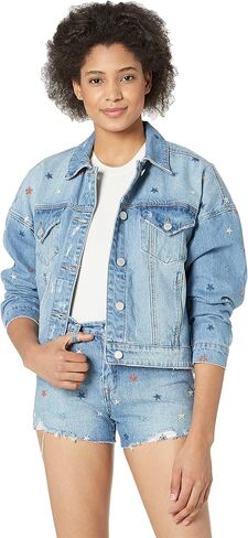 Blank NYC Star Embroidery Denim Drop Shoulder Trucker in Saudi Arabia