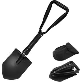 مجرفة تخييم قابلة للطي مكونة من قطعتين - مجارف نجاة من الفولاذ الكربوني شديدة التحمل، مجرفة عسكرية تكتيكية 3 في 1 مع معول ومجرفة، مجرفة محمولة قابلة للطي للتخييم والسيارة والمشي لمسافات طويلة والطرق الوعرة باللون الأسود in Kuwait