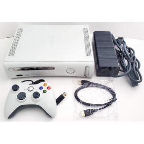 حزمة نظام وحدة تحكم ألعاب الفيديو Microsoft Xbox 360 سعة 4 جيجابايت باللون الأبيض غير اللامع مع وحدة تحكم سلكية (متجددة) in Kuwait