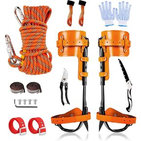 مسامير تسلق الأشجار، 304 من الفولاذ المقاوم للصدأ مع حزام جلدي قابل للتعديل، معدات مطورة لقطف الفاكهة، المراقبة، برتقالي in Kuwait
