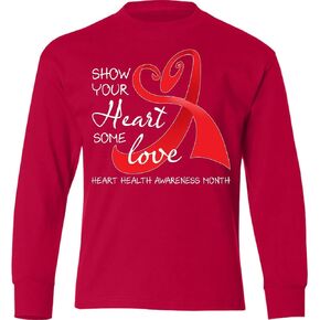 تي شيرت Inktastic Show Your Heart Some Love- Heart Health للشباب بأكمام طويلة in Kuwait