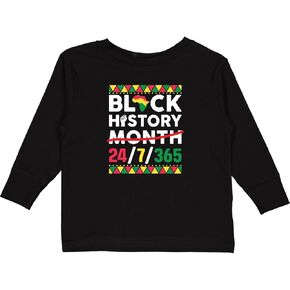تي شيرت Inktastic Black History 24 7 365 للرجال والنساء والأطفال الصغار بأكمام طويلة in Kuwait
