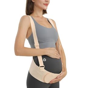 Belly Bands For Pregnant Women,Maternity Belly Bands for Pregnant Women with Adjustable Back Brace Straps for Back/Pelvic/Hip Pain,pregnancy belly band,Breathable Abdominal Binder.(Beige, M) in Saudi Arabia