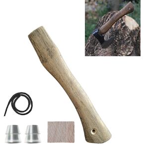 Replacement Axe Handle for Camping Gardening Axe, 13in Hickory Hatchet Handle Replacement with Wooden and Steel Wedges Camping Essentials (Log Color, 13in) in Kuwait