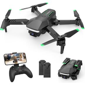 طائرة بدون طيار مع كاميرا للأطفال - ألعاب هدايا للأولاد بطائرة هليكوبتر RC، طائرات بدون طيار صغيرة FPV مع كاميرا عالية الدقة 1080 بكسل، طائرة كوادكوبتر قابلة للطي للتحكم عن بعد مع مفتاح تشغيل واحد، تحوم ثابت، صورة سيلفي للإيماءات، بطاريتان، أسود in Kuwait