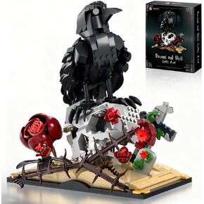 Gothic Raven & Skull Art Building Set, Skull Decor Features Ravens, Skulls, Roses, Crosses, and Books - Eye-Catching Table Centerpiece, Holiday or Birthday Gift for Adults & Kids Ages 8+ (758 PCS) in Saudi Arabia