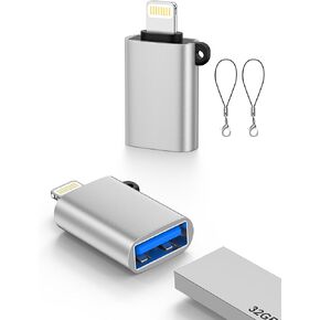 محول Lightning ذكر إلى USB أنثى، محول USB إلى iPhone OTG Dongle، 2 حزمة محول كاميرا USB3.0 كابل OTG لهاتف iPhone 14/13/12/11/Xr/X/XS/8/7/iPad للكاميرا/قارئ البطاقات/محرك الفلاش/الماوس/لوحة المفاتيح in Kuwait