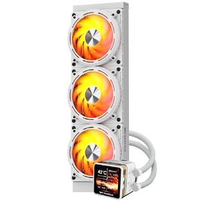 مبرد سائل DarkFlash DE360 AIO CPU ARGB، تبريد مياه 360 مم 3 × 120 مم مراوح PWM منخفضة الضوضاء، شاشة IPS LCD مقاس 2.88 بوصة للصور، مضخة عالية الأداء، AMD AM5/AM4، Intel LGA1851/1700/1200، أسود in Kuwait