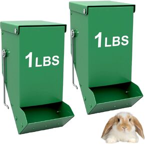 2 Packs Hay Feeder Rabbit, Metal Small Animal Feeder with Lid & Mesh Bottom, 4.7 Inch 2 LBS Capacity, Gravity Food Dispenser for Guinea Pigs Chinchillas, Cage or Outdoor Use, Green in Kuwait