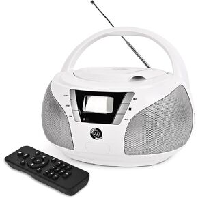 مشغل أقراص مضغوطة محمول مع بلوتوث، راديو FM، تشغيل USB، صوت ستيريو، جهاز تحكم عن بعد، نظام موسيقى ستيريو منزلي لكبار السن والتجمعات العائلية (أسود) in Kuwait