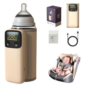 Portable Bottle Warmer for Travel, Fast Warming, Waterless Milk Warming with Battery-Powered for Home Outdoor, Comfortable Baby Feeding On The Go, Fast Baby Milk Warmer with Timer (Brown) in Kuwait