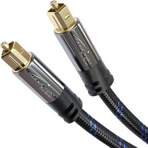 KabelDirekt TOSLINK – كابل صوت بصري، مجدول من النايلون – 6 أقدام – سلك من الألياف الضوئية لأشرطة الصوت (كابل S/PDIF الرقمي، أنظمة الاستريو/مكبرات الصوت، السينما المنزلية، XBO/PS4) in Kuwait