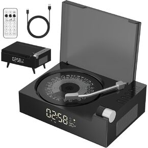 مشغل أقراص مضغوطة محمول مع بلوتوث ومشغلات أقراص مضغوطة قابلة لإعادة الشحن ومشغل موسيقى أقراص مضغوطة مع مكبرات صوت HiFi ومشغل أقراص مضغوطة لسطح المكتب للمنزل والسيارة والسفر (أسود) in Kuwait