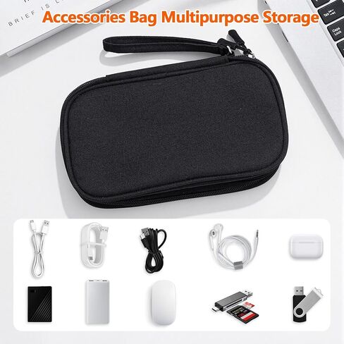 Double Layer Electronic Cable Organizer, Portable Waterproof Travel Storage Bag for Accessories, Cords, Chargers, Phones, Earphones - Black in Saudi Arabia
