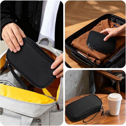 Double Layer Electronic Cable Organizer, Portable Waterproof Travel Storage Bag for Accessories, Cords, Chargers, Phones, Earphones - Black in Saudi Arabia