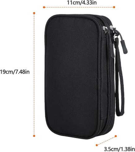 Double Layer Electronic Cable Organizer, Portable Waterproof Travel Storage Bag for Accessories, Cords, Chargers, Phones, Earphones - Black in Saudi Arabia