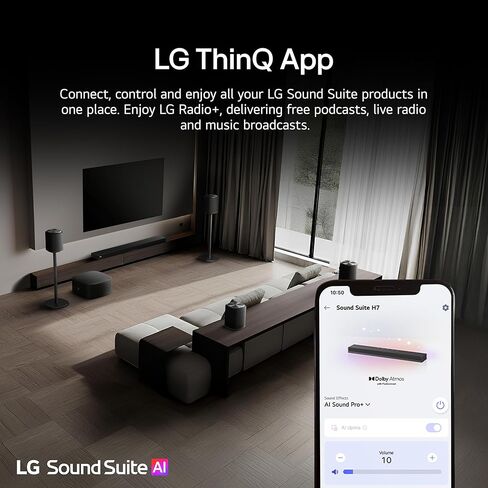 LG H7 Soundbar – 9.1.6 Channel Spatial Audio with Wireless Dolby Atmos FlexConnect – α11 AI Processor Gen 3, Expandable with W7 Subwoofer & M5/M7 Speakers (New 2026 Model) in Saudi Arabia